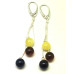 Long Baltic amber round beads earrings